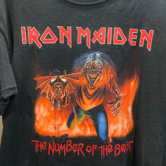 Vintage Iron Maiden T Shirt Number Of The Beast Single Bruce Dickinson Mens M - Picture 3 of 6
